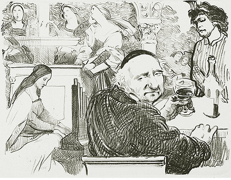 Bei Schadow zu Hause Kathedrale des Künstlers Lithografie Johannes Grützke Holzschnitt Radierung Schabradierung Offsetdruckt Druckgrafik Kaltnadelradierung