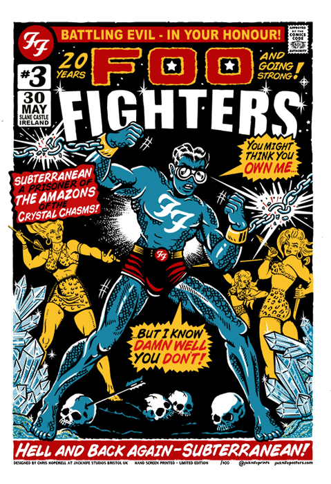 Chris Hopewell screenprint poster art of rock music art