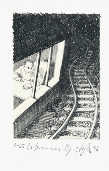 Der Frauentunnel 10 Lithografie Johannes Grützke Holzschnitt Radierung Schabradierung Offsetdruckt Druckgrafik Kaltnadelradierung