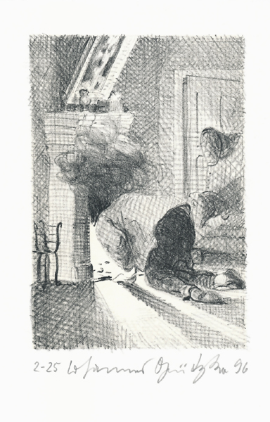Der Frauentunnel 13 Lithografie Johannes Grützke Holzschnitt Radierung Schabradierung Offsetdruckt Druckgrafik Kaltnadelradierung