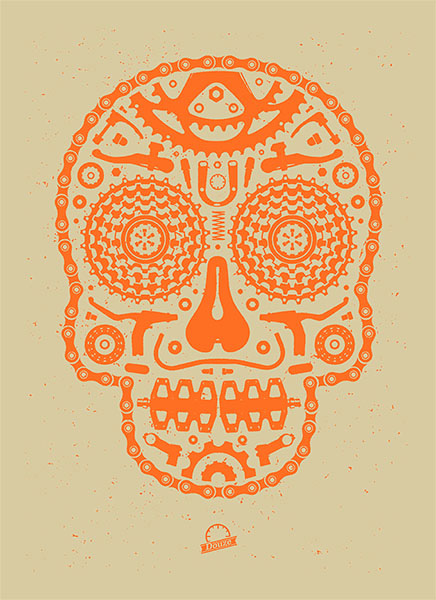 Douze Bike scull orange urban art gallery buy street art screenprint poster art of rock