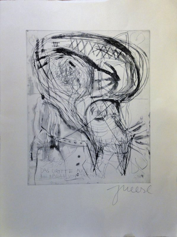Jonathan Meese Das dritte Auge Griffelkunst Radierung