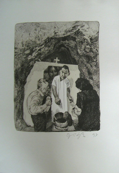 Kathedrale des Künstlers Lithografie Johannes Grützke Holzschnitt Radierung Schabradierung Offsetdruckt Druckgrafik Kaltnadelradierung