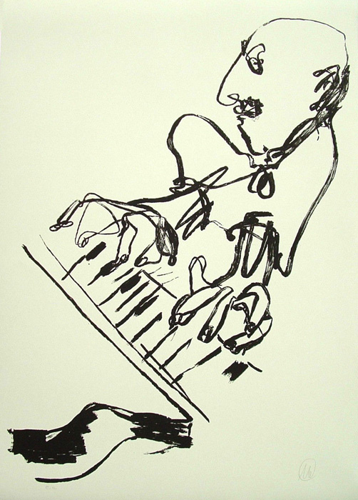 MARKUS LÜPERTZ selbst am flügel III Grafik Lithografie Litho Siebdruck screenprint Original Druckgrafik Druck Print Junge wilde