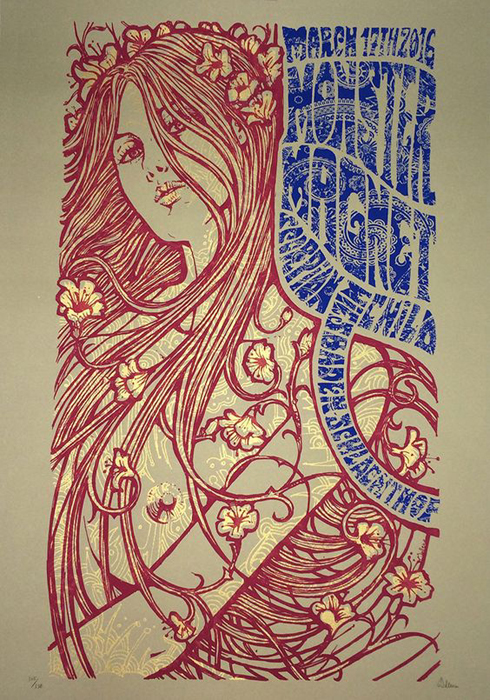 Malleus Monstermagnet Wiesbaden silkscreen siebdruck concertposter poster prints art prints rock art dark nouvou