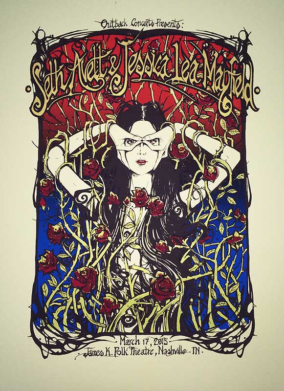Malleus SETH AVETT & JESSICA LEA MAYFIELD silkscreen siebdruck concertposter poster prints art prints rock art dark nouvou