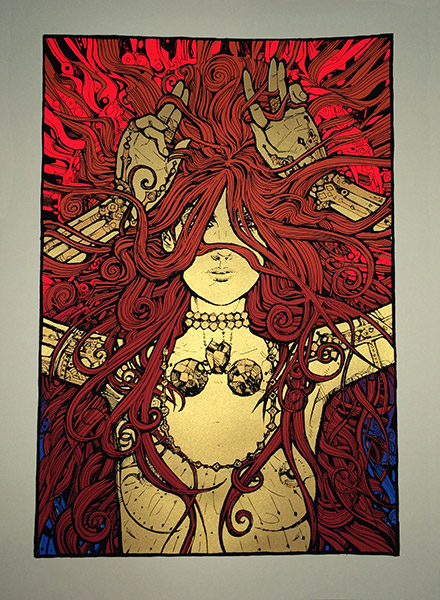 Malleus gemma silkscreen siebdruck concertposter poster prints art prints rock art dark nouvou
