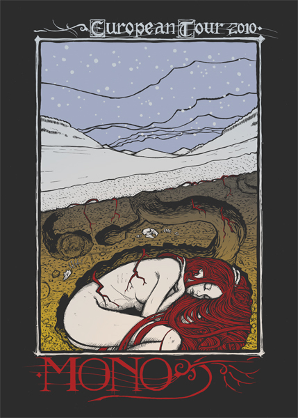 Malleus mono_tour silkscreen siebdruck concertposter poster prints art prints rock art dark nouvou