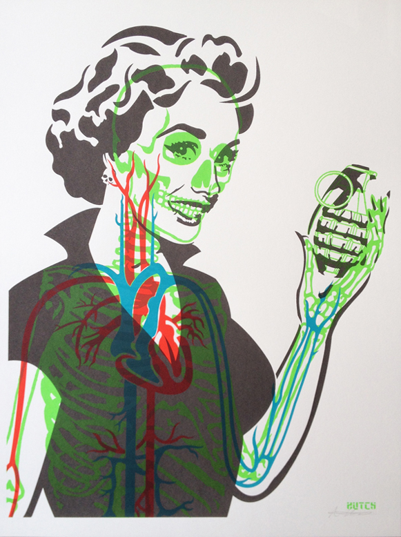 Hutch stencil street art screenprint Siebdruck