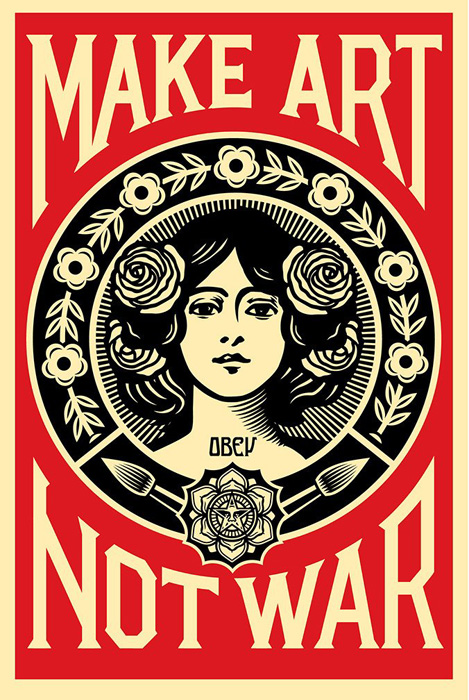 Shepard Fairey Obey offset lithograph 2015 make art not war