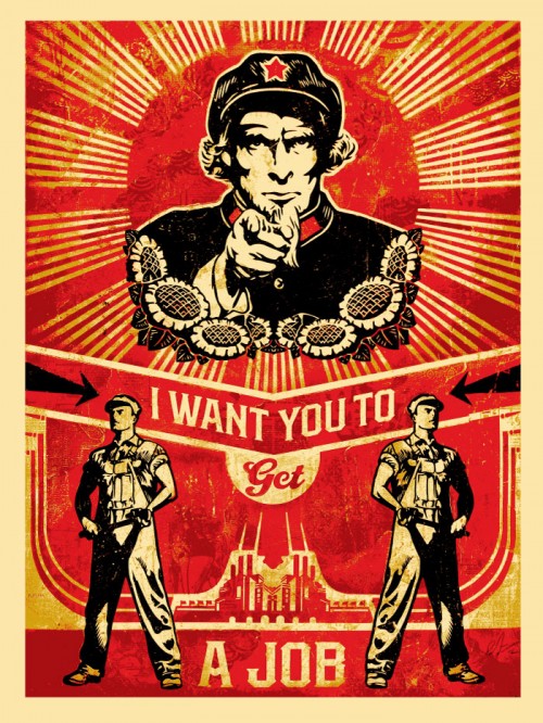 Shepard Fairey Obey silkscreen Siebdruck 2012  get a job poster