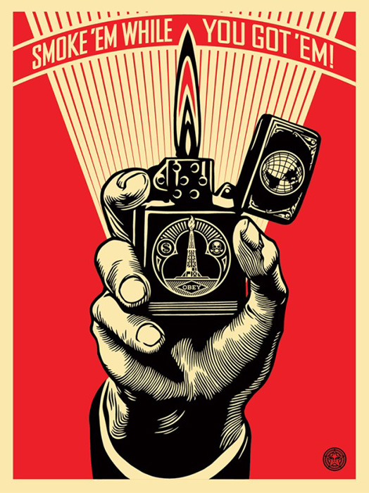 Shepard Fairey Obey silkscreen Siebdruck 2015 smoke`em while you got`em poster