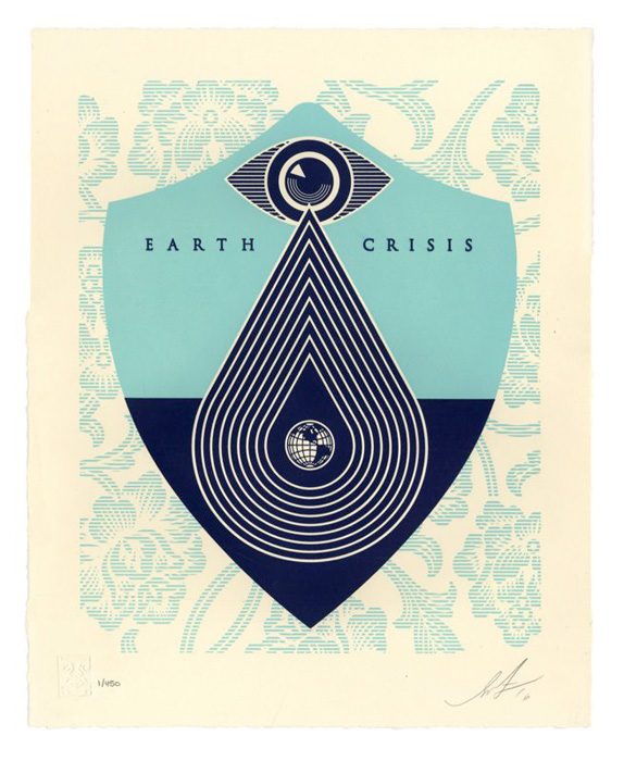 Shepard Fairey Obey silkscreen Siebdruck Letterpress 2016 earth crisis