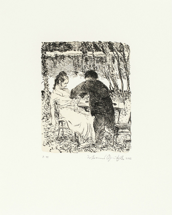 Tod am wannsee 2 Kathedrale des Künstlers Lithografie Johannes Grützke Holzschnitt Radierung Schabradierung Offsetdruckt Druckgrafik Kaltnadelradierung