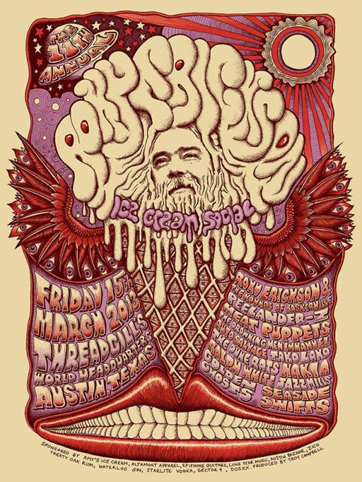Mishka Westell roky erickson ice cream socia silkscreen Siebdruck Poster art of rock psychodelic art