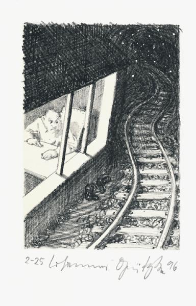 EINSAMKEIT IM FRAUENTUNNEL Der Frauentunnel 10 Lithografie Johannes Grützke Holzschnitt Radierung Schabradierung Offsetdruckt Druckgrafik Kaltnadelradierung
