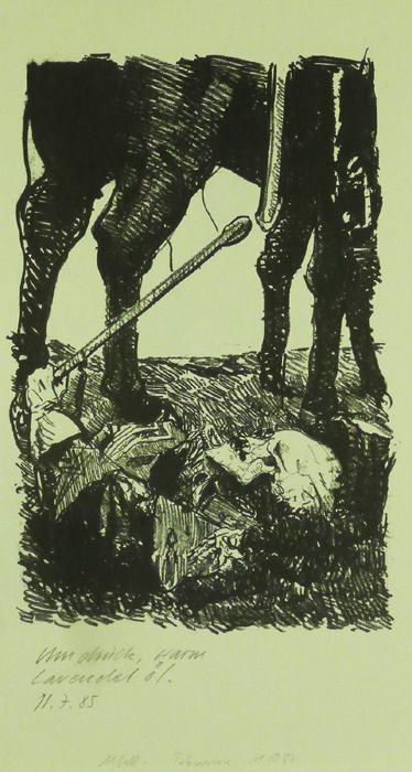 EIN TREUER GRENADIER Ein treuer Grenadier Lithografie Johannes Grützke Holzschnitt Radierung Schabradierung Offsetdruck Andruck Neue Prächtigkeit Druckgrafik Kaltnadelradierung