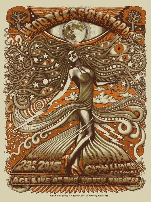 Mishka Westell Heartless Bastards silkscreen Siebdruck Poster art of rock psychodelic art Mishka Westell Heartless Bastards silkscreen Siebdruck Poster art of rock psychodelic art