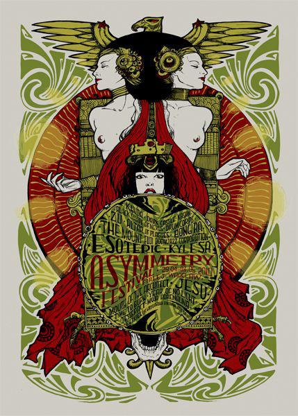 ASYMMETRY 2010 Malleus Asymmetry 2010 silkscreen siebdruck concertposter poster prints art prints rock art dark nouvou Malleus