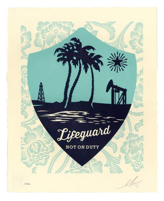 LIFEGUARD NOT ON DUTY Letterpress Shepard Fairey Obey silkscreen Siebdruck Letterpress 2016 Lifeguard not on duty