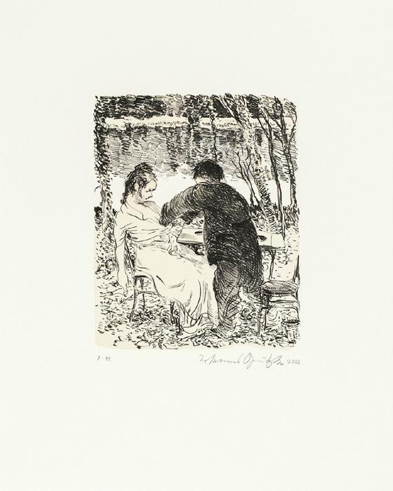 Tod am wannsee 2 Kathedrale des Künstlers Lithografie Johannes Grützke Holzschnitt Radierung Schabradierung Offsetdruckt Druckgrafik Kaltnadelradierung