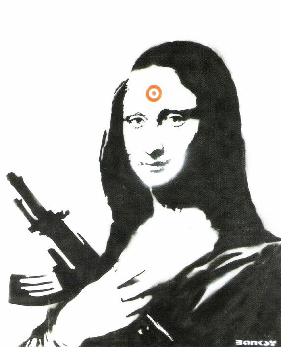 Mona Lisa with Ak 47 Banksy after Nachdruck Reproduktion Serigrafie Gigclee Mona Lisa with Ak 47 Banksy after Nachdruck Reproduktion Serigrafie Gigclee