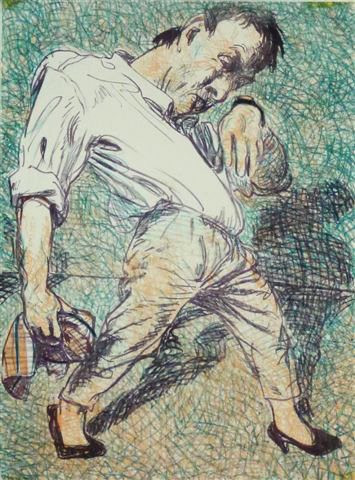 wie spät Lithografie Johannes Grützke Holzschnitt Radierung Schabradierung Offsetdruckt Druckgrafik Kaltnadelradierung